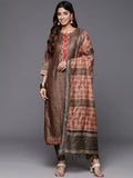 Varanga Women Round Neck Ethnic Printed Embroidered Kurta Paired With Solid Bottom And Embellished Dupatta