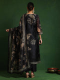 Varanga Women Round Neck Floral Printed Embroidered Kurta Paired With Solid Bottom And French Knot Embroidered Dupatta