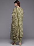 Varanga Women Floral Printed Mirror Embellished Straight Kurta Paired With Printed Bottom And Dupatta