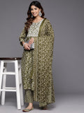 Varanga Women Floral Printed Mirror Embellished Straight Kurta Paired With Printed Bottom And Dupatta