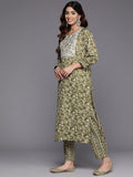 Varanga Women Floral Printed Mirror Embellished Straight Kurta Paired With Printed Bottom And Dupatta