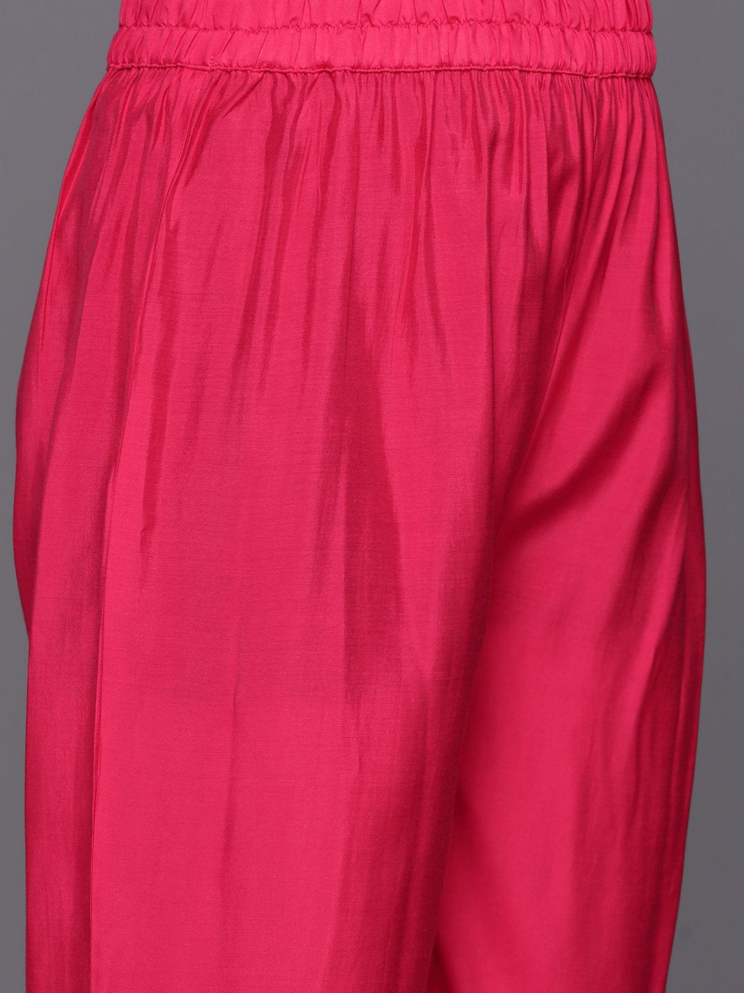 Varanga Women Fuchsia Pink Zari Embroidered Kurta With Bottom And Dupatta