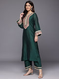 Varanga Women Green Lace Embroidered Kurta With Bottom And Dupatta