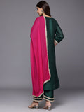 Varanga Women Green Lace Embroidered Kurta With Bottom And Dupatta