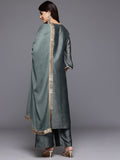 Varanga Women Mint Green Round Neck With Heavy Zari Embroidered Kurta With Bottom And Dupatta