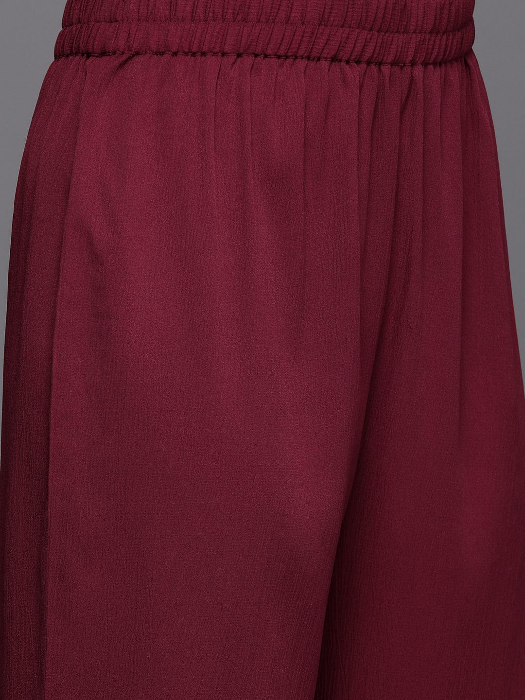 Varanga Women Maroon Zari And Sequins Embellished Anarakli Kurta Paired With Bottom And Dupatta