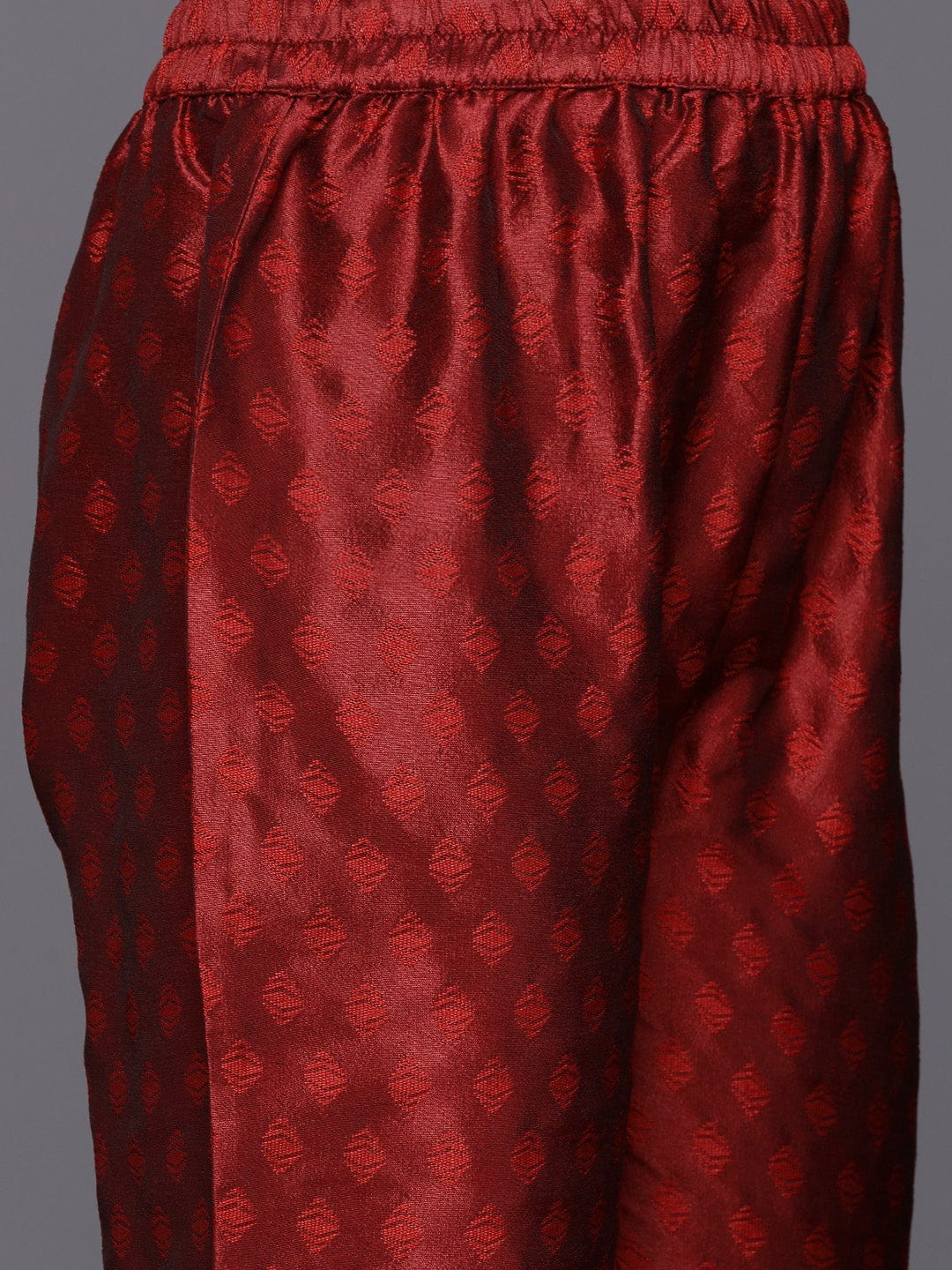 Varanga Women Maroon Woven Zari Embroidered Straight Kurta With Bottom And Dupatta