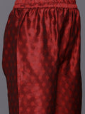 Varanga Women Maroon Woven Zari Embroidered Straight Kurta With Bottom And Dupatta