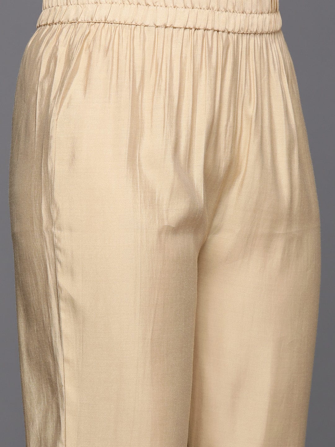 Varanga Women Beige Thread Embroidered Kurta With Organza Hem Paired Bottom And Dupatta
