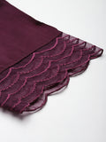 Varanga Women Purple Thread Embroidered Kurta With Organza Hem Paired Bottom And Dupatta
