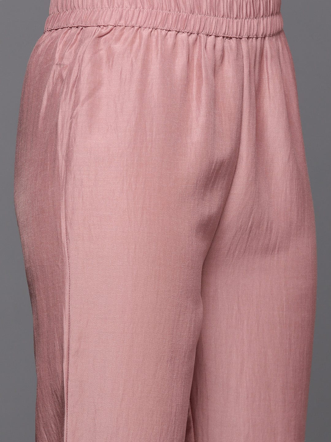 Varanga Women Peach Thread Embroidered Kurta With Organza Hem Paired Bottom And Dupatta