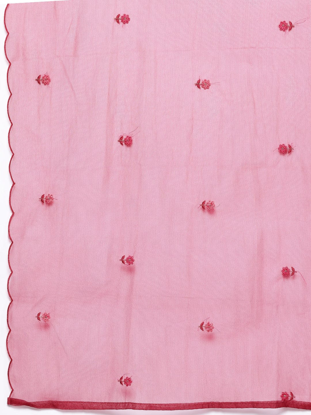 Varanga Women Red Thread Embroidered Kurta With Organza Hem Paired  Bottom And Dupatta