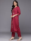 Varanga Women Red Thread Embroidered Kurta With Organza Hem Paired  Bottom And Dupatta