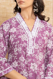 Varanga Women Purple Printed V Neck Kurta Paired With Bottom & Dupatta