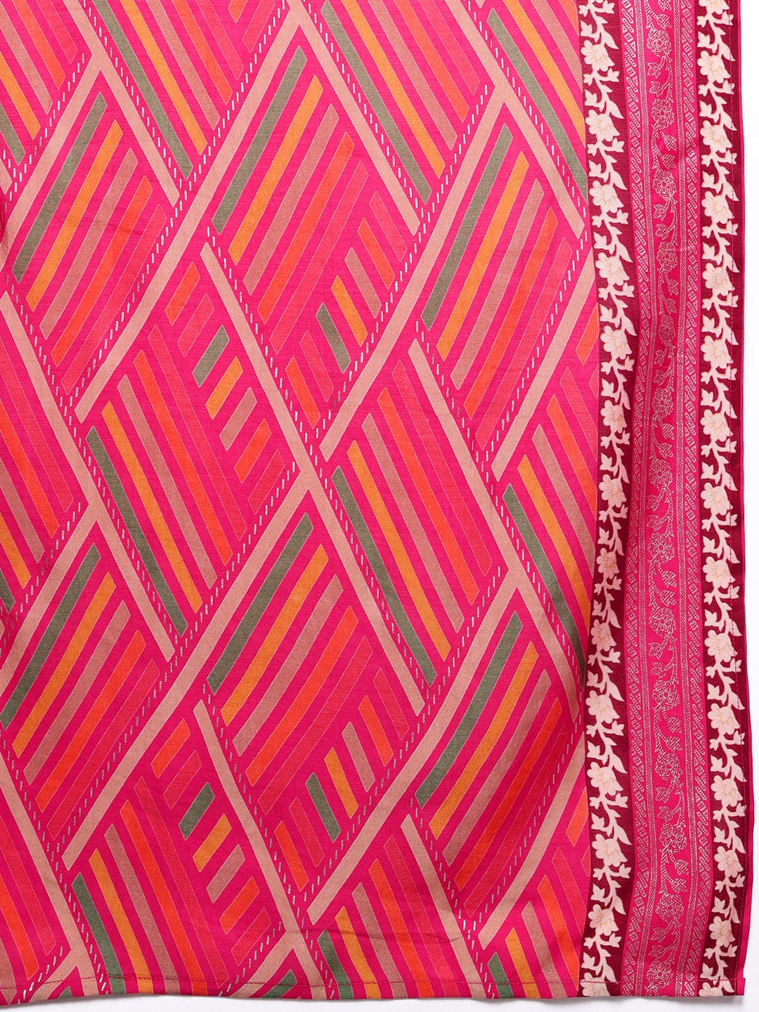 Varanga Women Pink Round Neck Gota And Mirror Embroidered Kurta With Bottom And Printed Dupatta