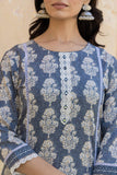 Varanga Women Grey Round Neck Straight Kurta With Bottom And Dupatta