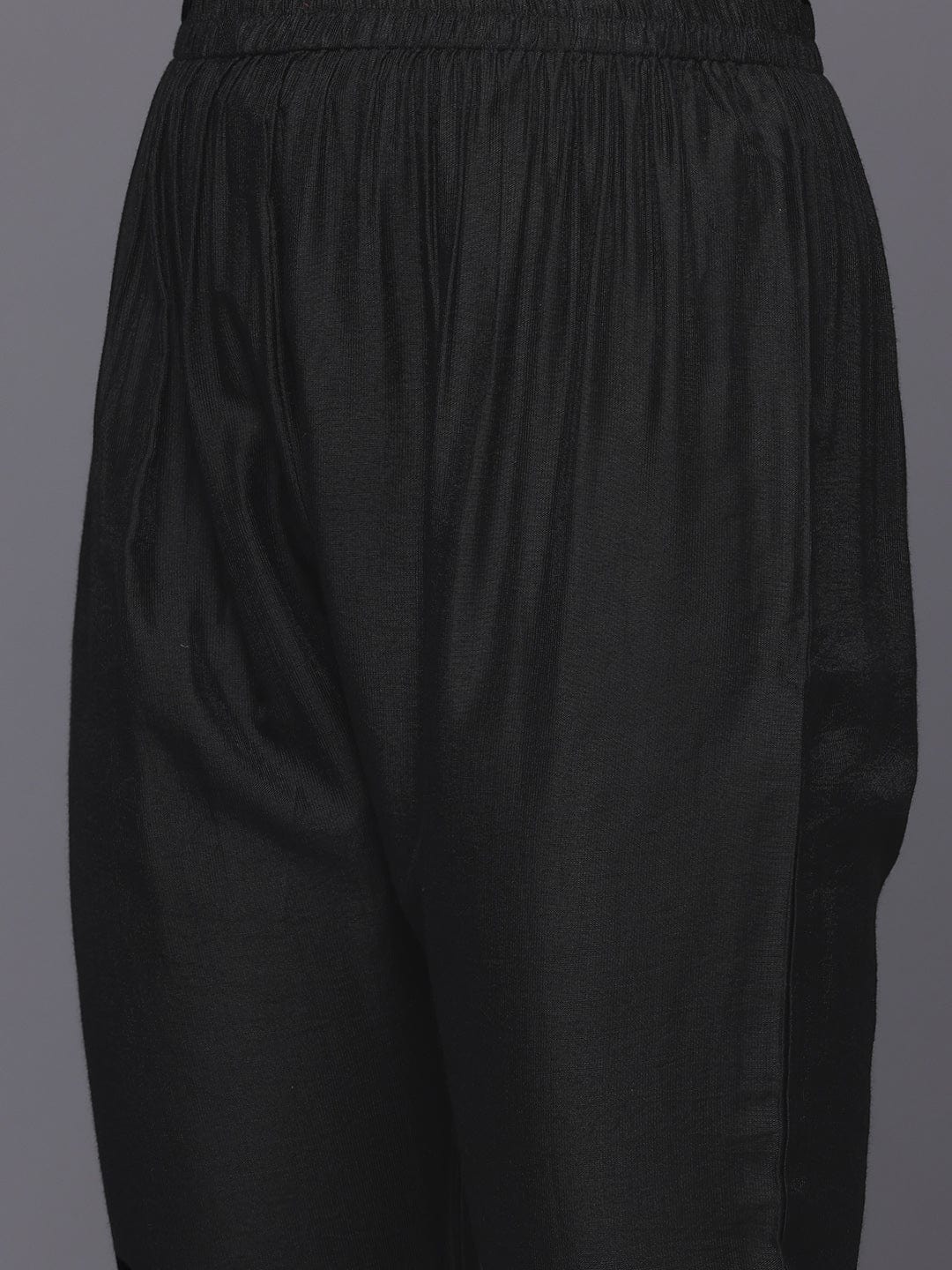 Varanga Women Black  Printed Shiffly Work  Kurta With Bottom And Dupatta