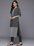 Varanga Women Black  Printed Shiffly Work  Kurta With Bottom And Dupatta
