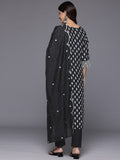 Varanga Women Black  Printed Shiffly Work  Kurta With Bottom And Dupatta