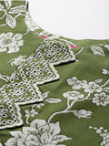 Varanga Women Green Floral Printed Shiffly Work  Kurta  Paired With Bottom And Dupatta
