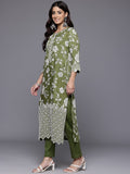 Varanga Women Green Floral Printed Shiffly Work  Kurta  Paired With Bottom And Dupatta