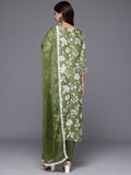Varanga Women Green Floral Printed Shiffly Work  Kurta  Paired With Bottom And Dupatta
