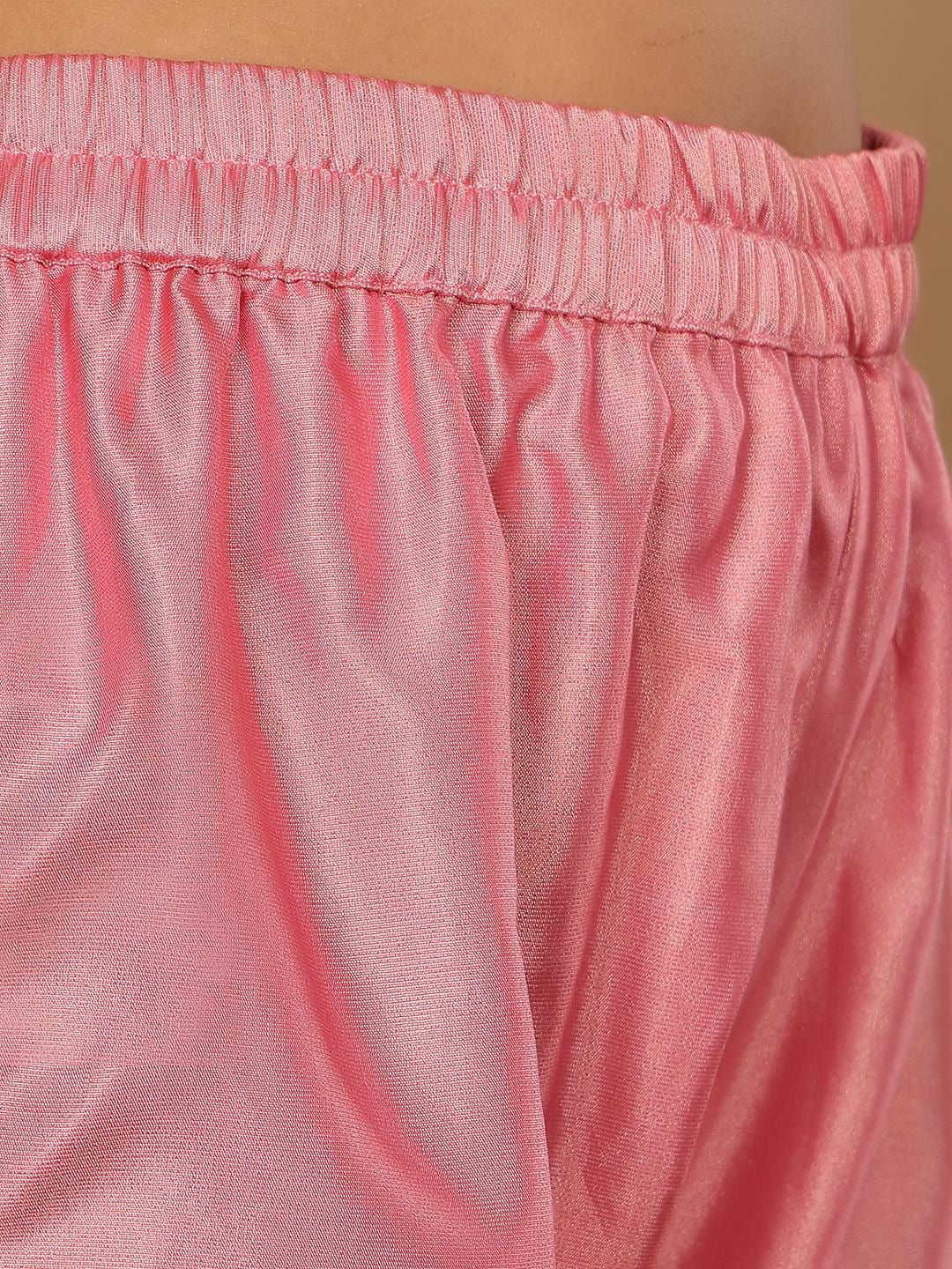Varanga Women Pink Brocade Sequin Lace Kurta With Bottom And Dupatta