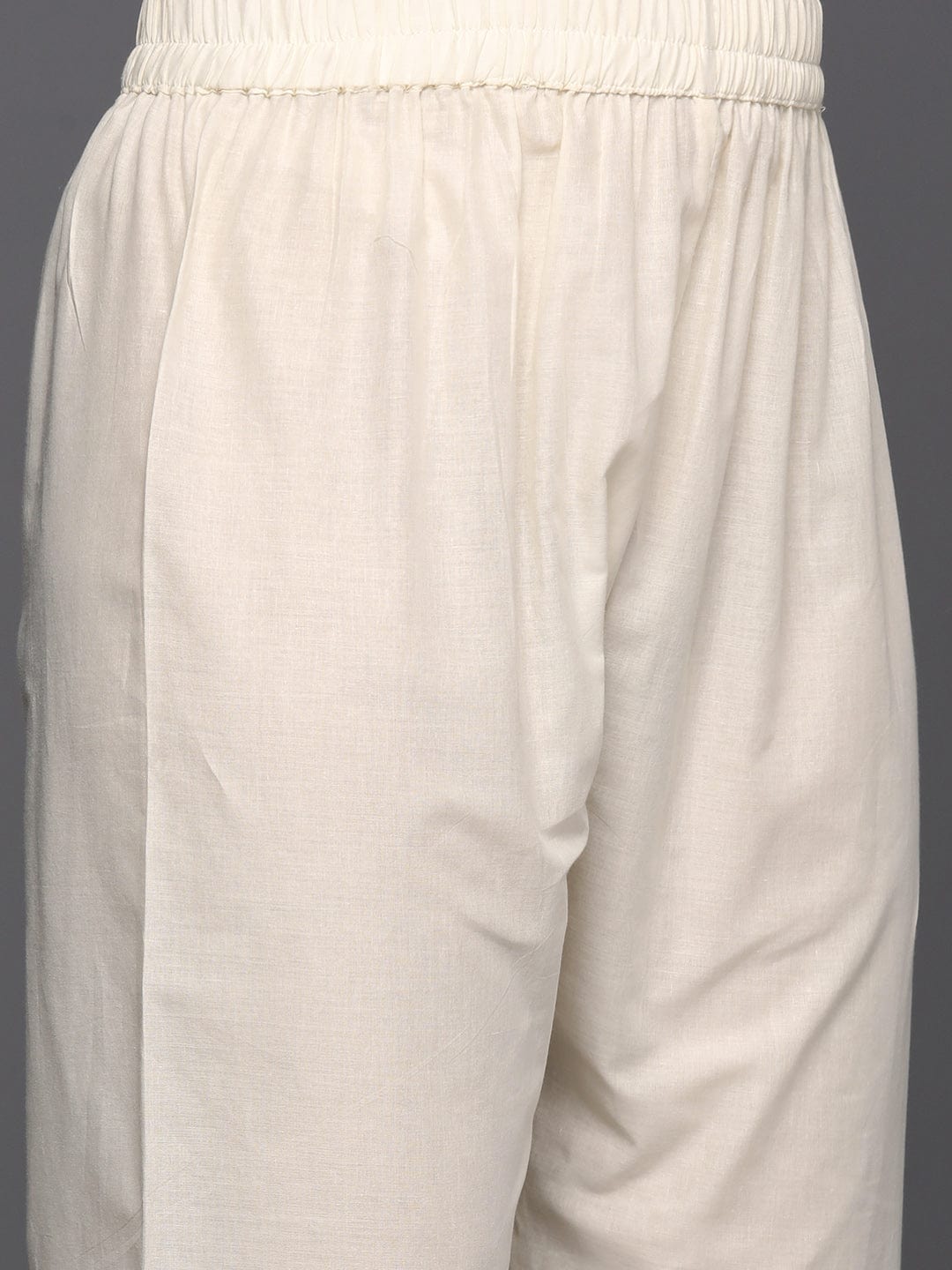 Varanga Women Cream V Neck Thread & Sequence Embroidered Kurta Paired With Bottom & Embroidered Organza Dupatta