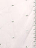 Varanga Women Cream V Neck Thread & Sequence Embroidered Kurta Paired With Bottom & Embroidered Organza Dupatta