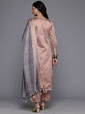 Varanga Women Jacquard Peach Gota Embellished Kurta With Bottom And Dupatta