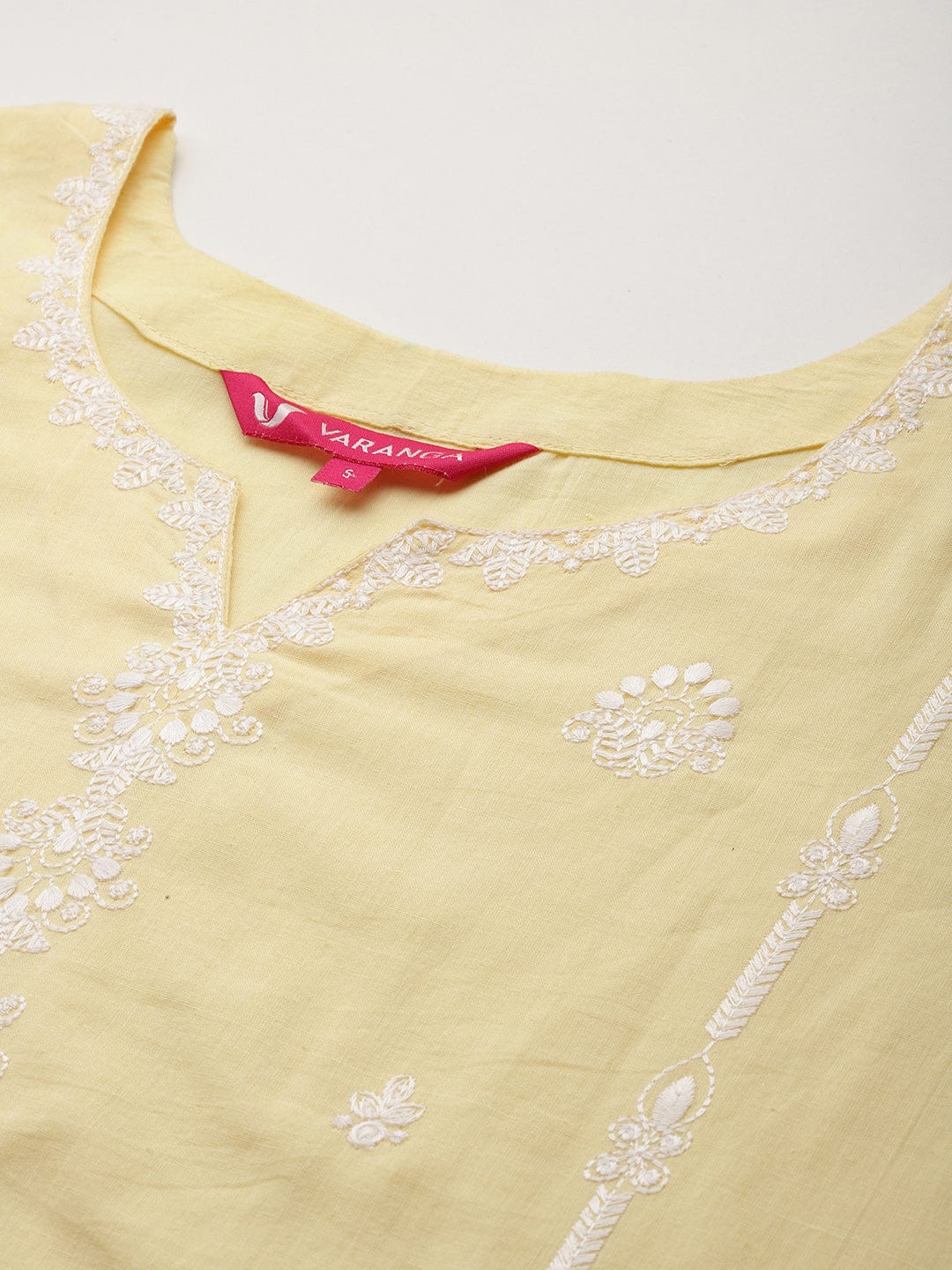 Varanga Women Yellow Round Neck Heavy Thread Embroidered Kurta With Bottom & Dupatta
