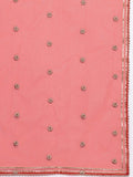 Varanga Women Rust Zari Thread Embroidered Organza Detailed Kurta With Bottom And Dupatta