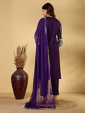 Varanga Women Silk Navy Blue Zari Embroidered Kurta Set With Dupatta