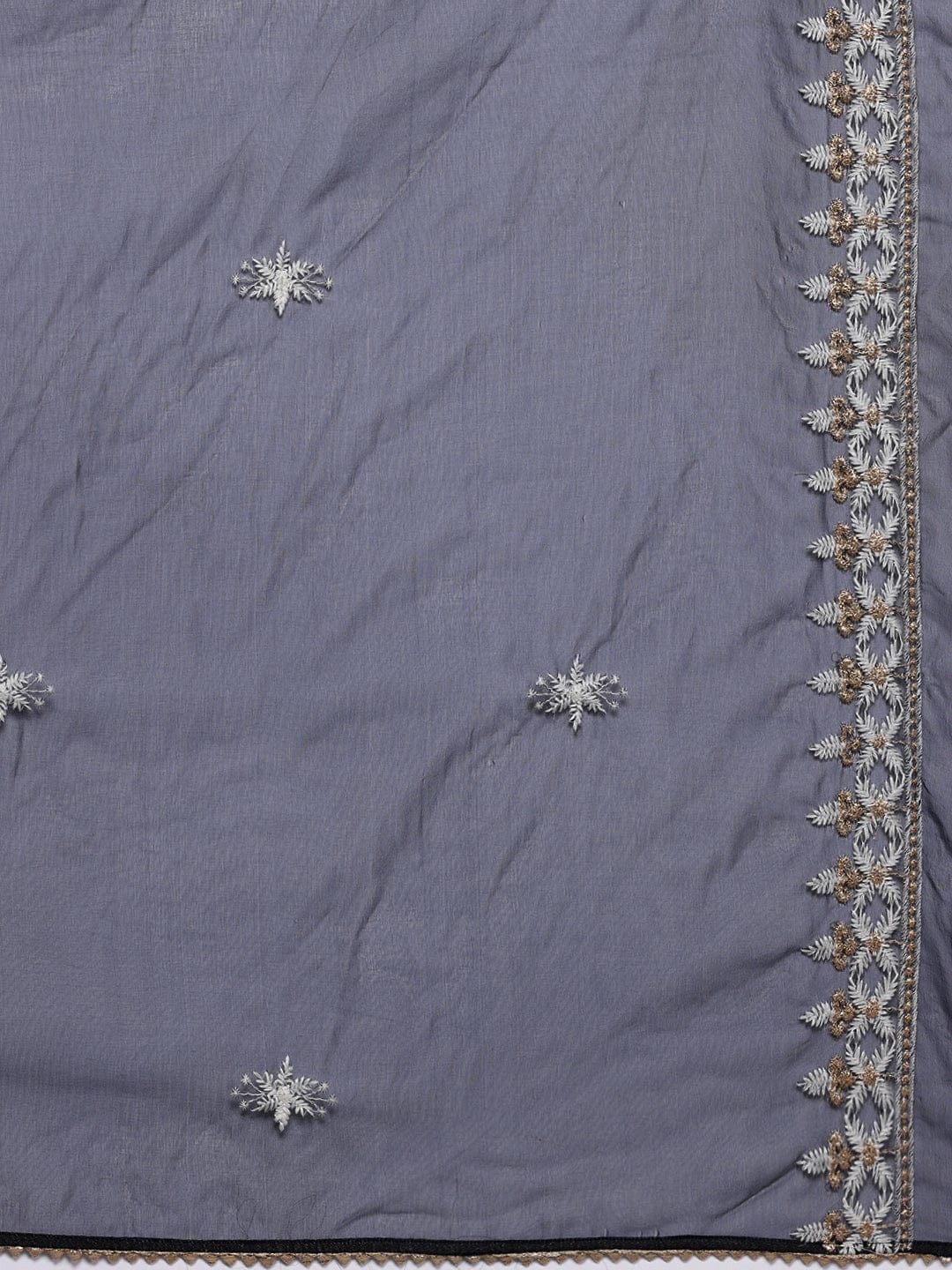 Varanga Women Navy Blue Round Neck Thread Embroidered Kurta Paired With Bottom And Dupatta
