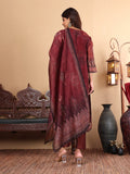 Varanga Women Maroon Floral Printed Kurta Paired With Bottom And Dupatta