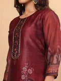 Varanga Women Maroon Floral Printed Kurta Paired With Bottom And Dupatta