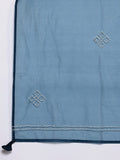 Varanga Women Navy Blue Hand Embroidered Straight Kurta with Trousers and Embroidered Dupatta.