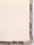 Varanga Women Off White Lurex Striped Zari Embroidered Sequins Embellished Kurta Set with Dupatta