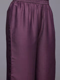 Varanga Women Purple Zari Embroidered Contrast Yoke Kurta with Bottom and Contrast Dupatta