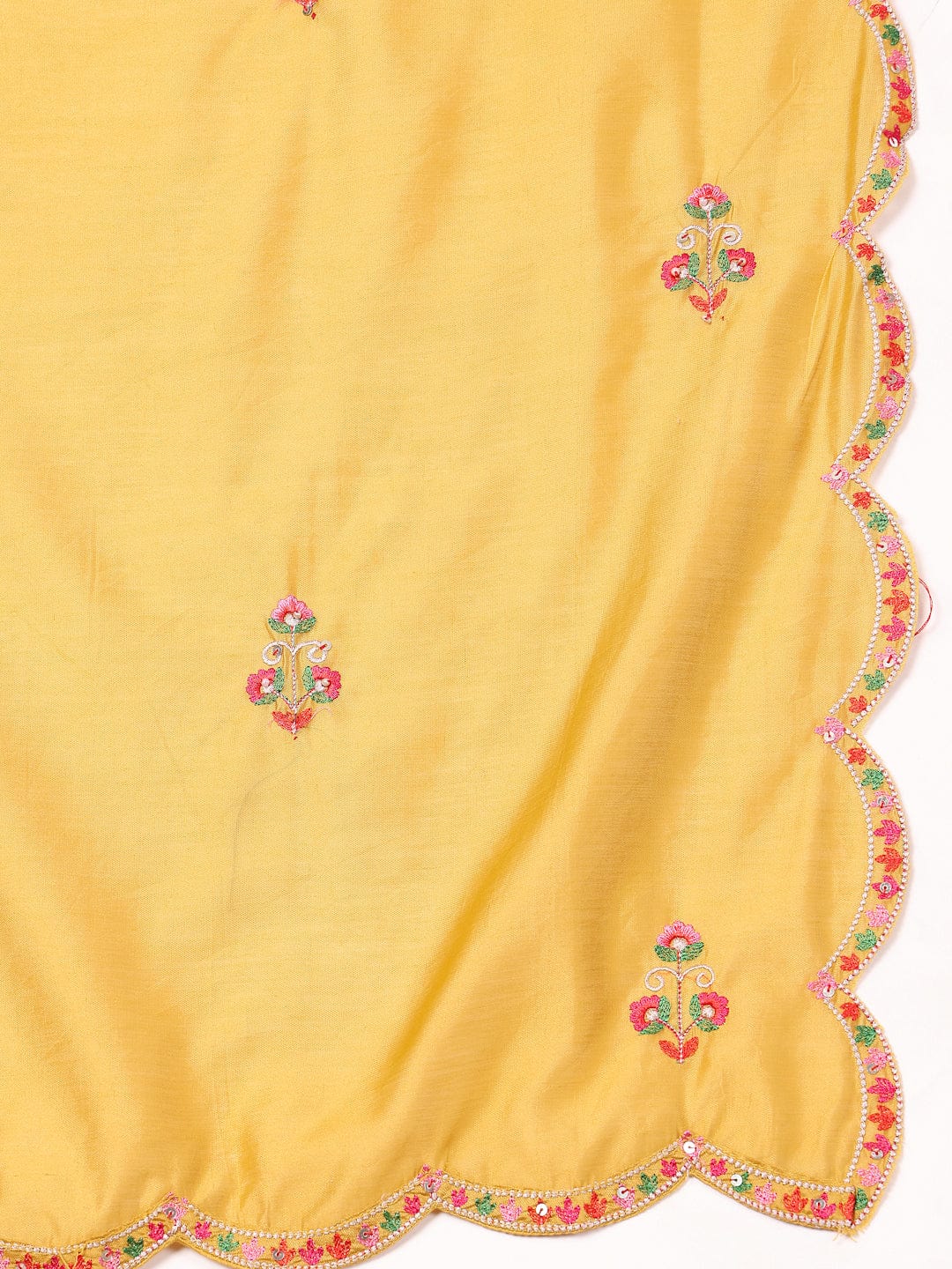 Varanga Women Mustard Pure Hand Embroidered Kurta Set with Dupatta