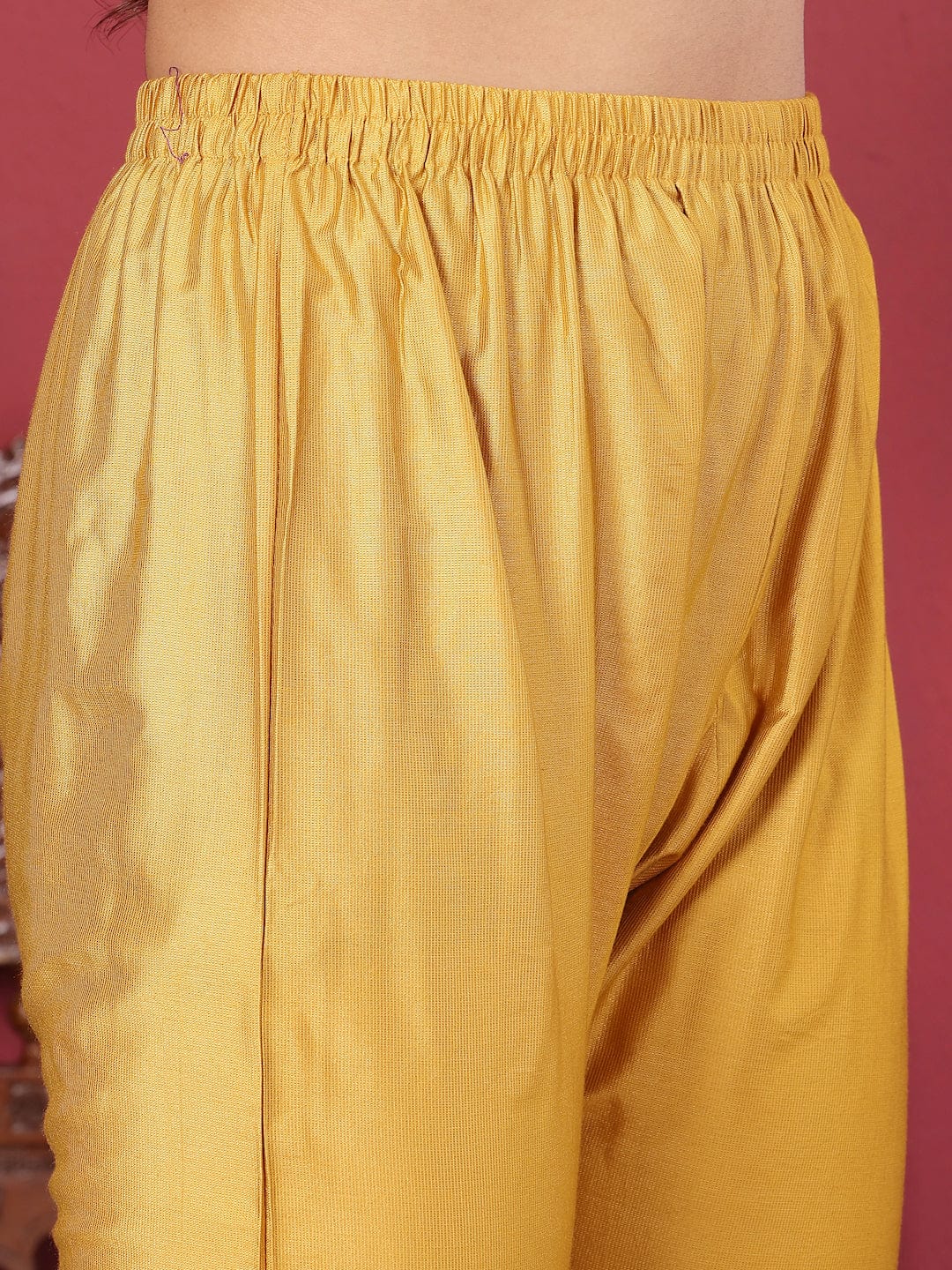 Varanga Women Mustard Pure Hand Embroidered Kurta Set with Dupatta