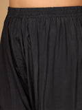 Varanga Women Pure Silk Black Woven Design Kurta Paired With Bottom And Dupatta