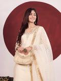 Varanga Women Off White Zari Embroidered And Sequinned Kurta Set With Dupatta
