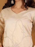 Varanga Women Zari Embroidered Shimmer Kurta With Trouser And Dupatta