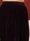 Varanga Women V Neck Lace Detailed Velvet Kurta With Tonal Bottom And Dupatta.