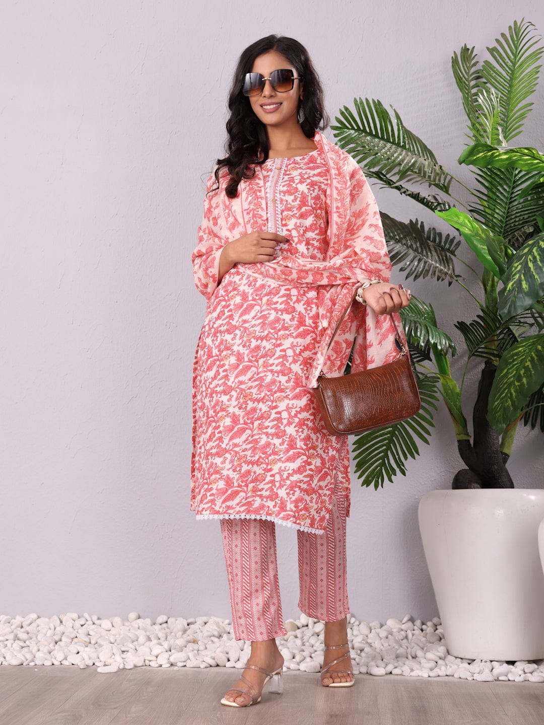 Varanga Women Ethnic Printed Kurta With Trouser & Dupatta