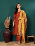 Varanga Women V Neck Straight Kurta With Pants & Dupatta
