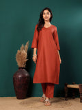 Varanga Women V Neck Straight Kurta With Pants & Dupatta