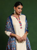 Varanga Women Mandarin collar Kurta with Trouser and Printed Dupatta
