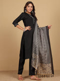 Varanga Women Thread Embroidered Yoke Kurta With Trouser & Jacquard Dupatta